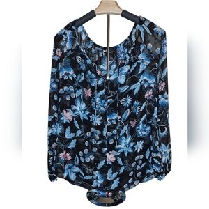 White House Black Market Beautiful Floral Chiffon Blouse - Size 12